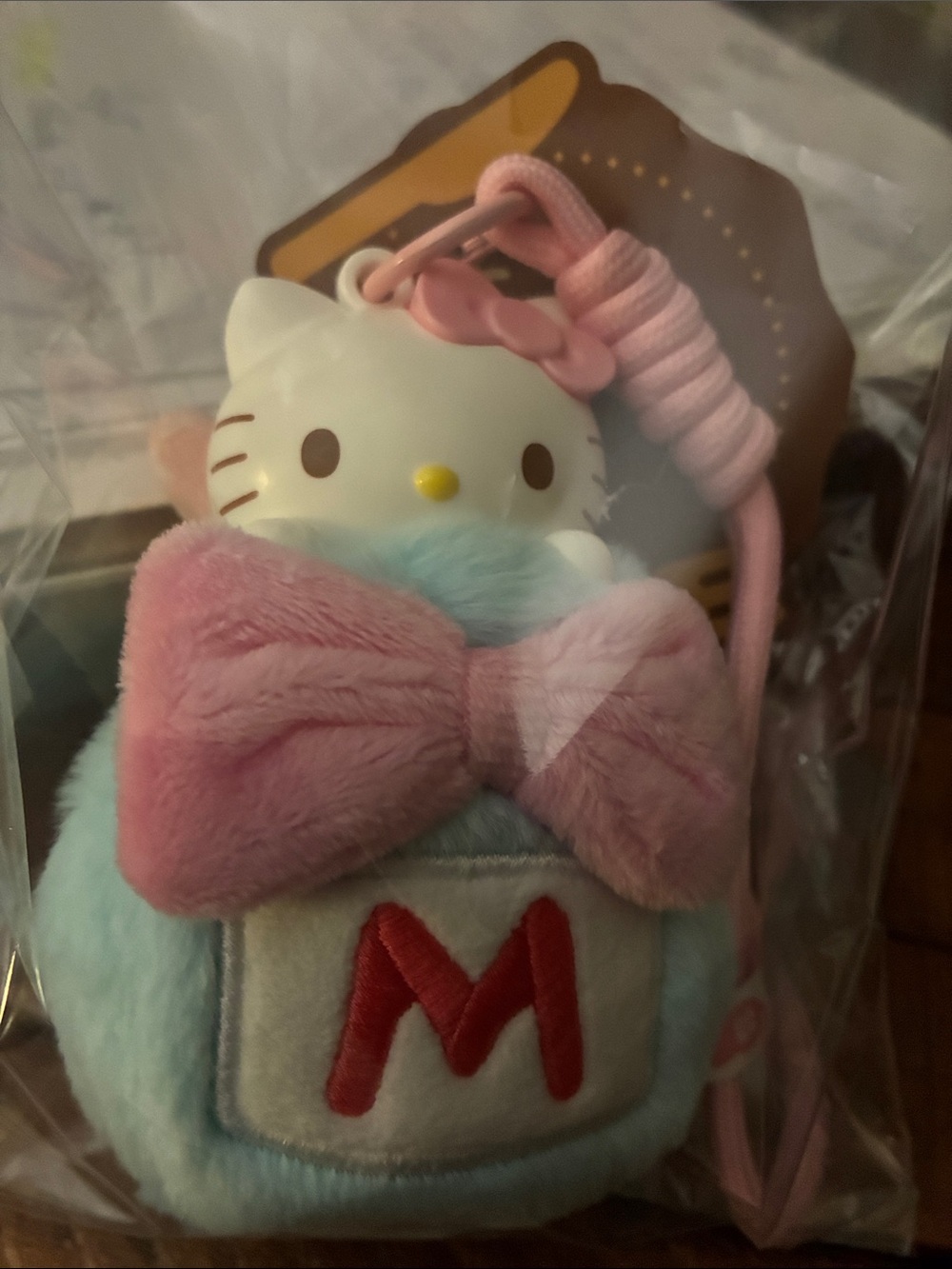 Hello Kitty Pink & Light Blue Plush Charm with Bow